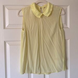 🍋Ted Baker lemon yellow accordian back sleeveless blouse